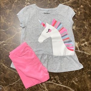 jumping beans unicorn tee and short set